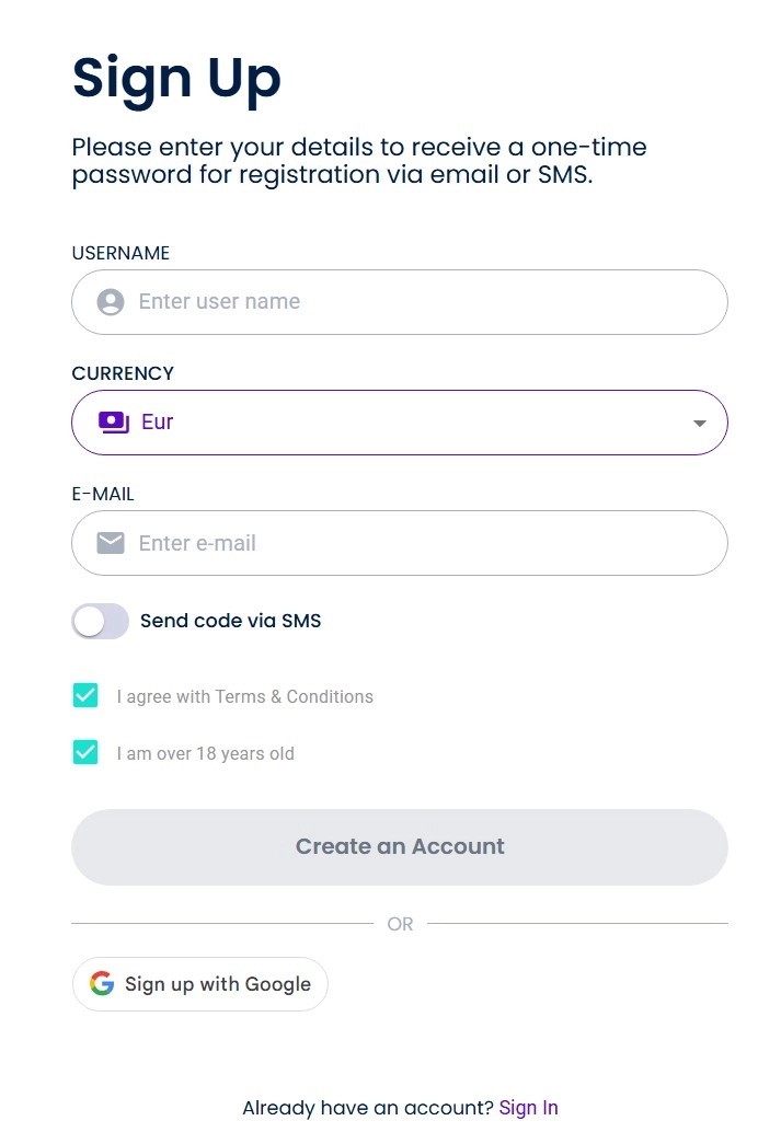 Spaceslots casino registration
